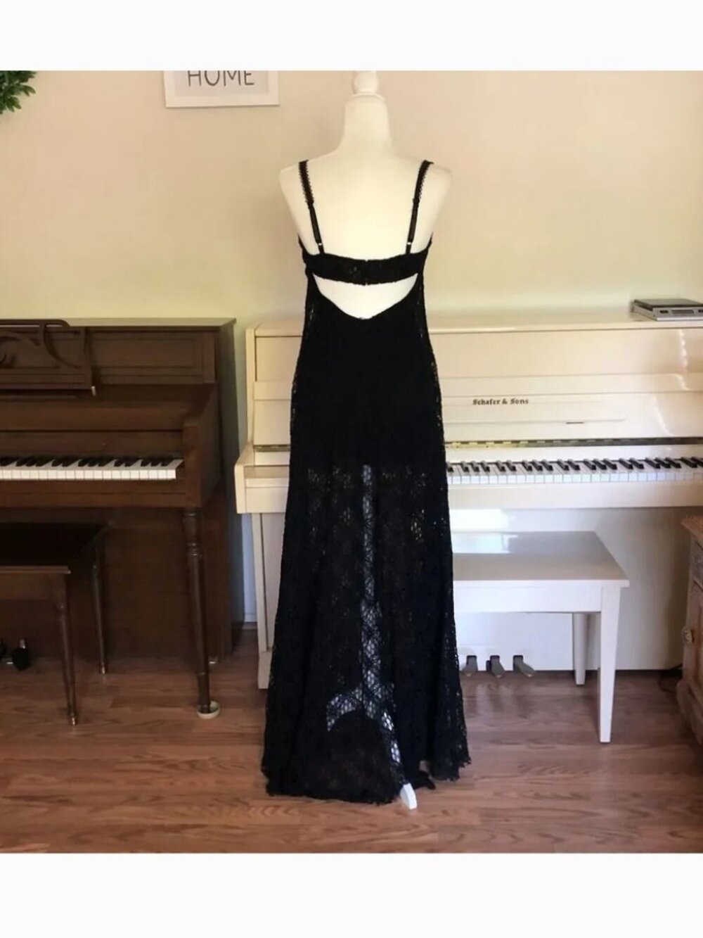 Free People Siren Black Lace Sheer Goth Witchy Cutout Maxi Dress - Picture 5 of 5